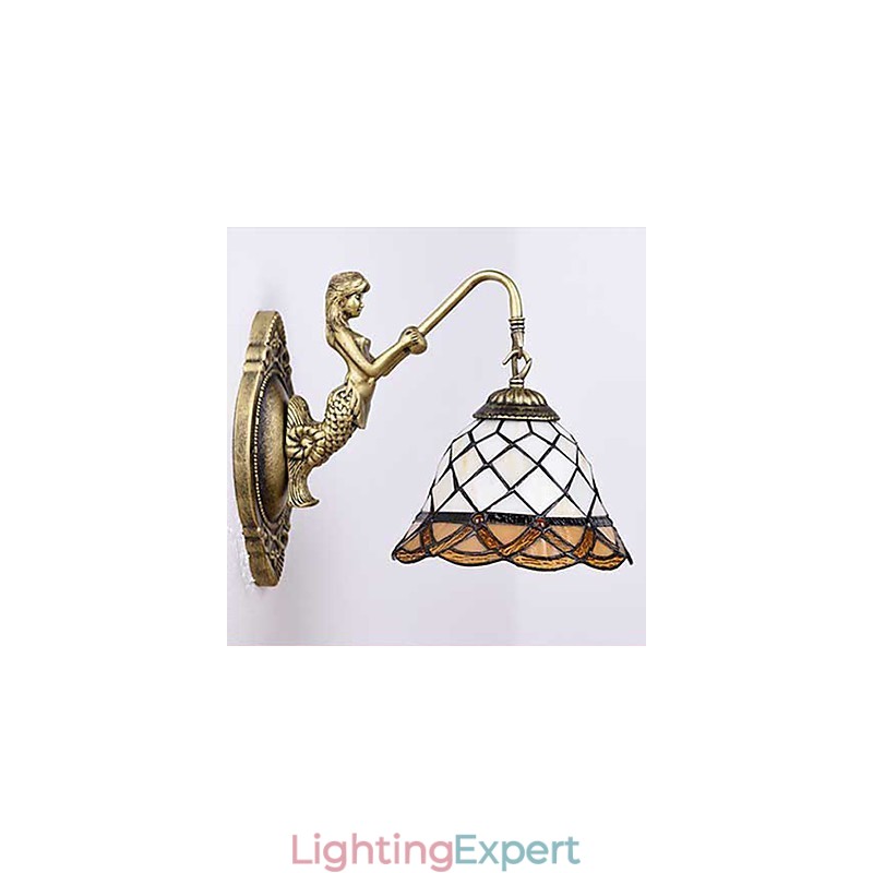 European Contracted Rural Creative Wrought Iron Wall Lamp Glass Lights