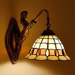 European Contracted Rural Creative Wrought Iron Wall Lamp Glass Lights