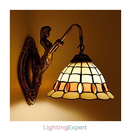 European Contracted Rural Creative Wrought Iron Wall Lamp Glass Lights