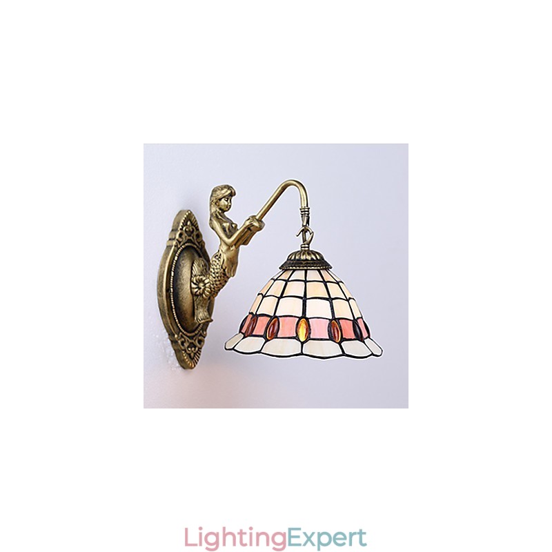 European Contracted Rural Creative Wrought Iron Wall Lamp Glass Lights