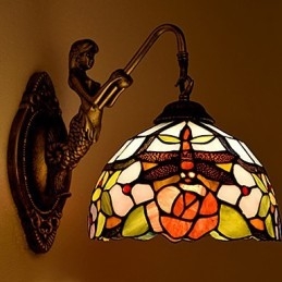 European Contracted Rural Creative Wrought Iron Wall Lamp Glass Lights