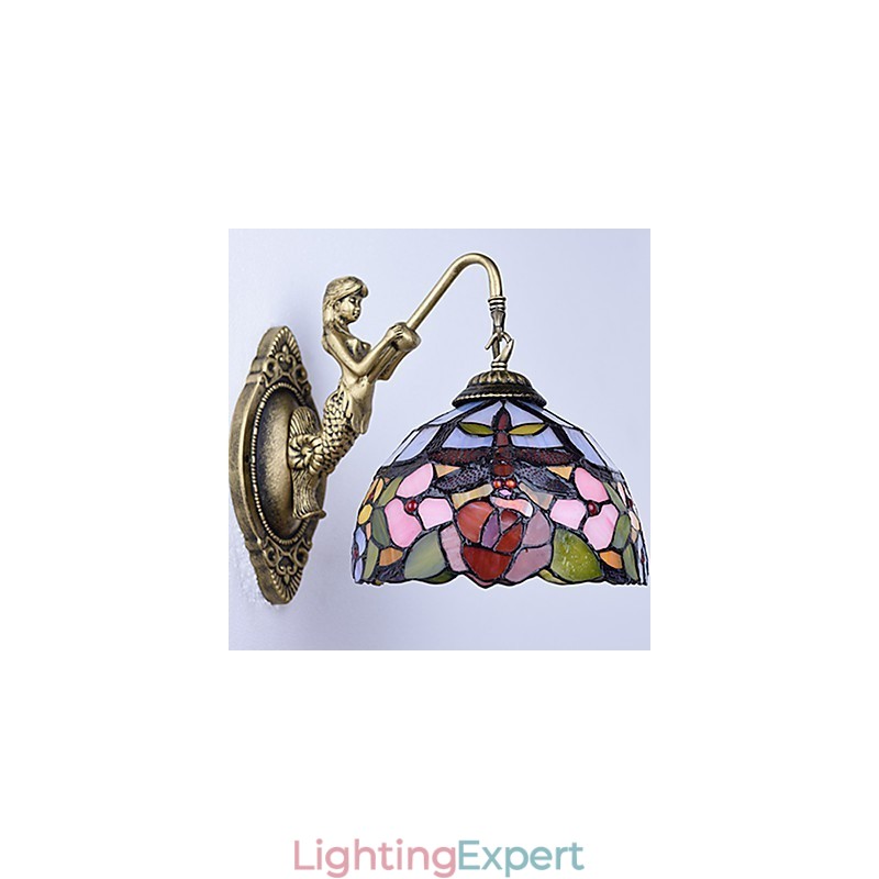 European Contracted Rural Creative Wrought Iron Wall Lamp Glass Lights