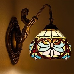European Contracted Rural Creative Wrought Iron Wall Lamp Glass Lights