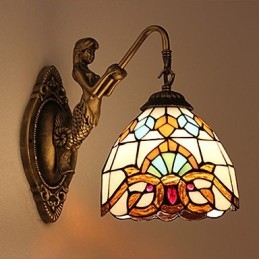 European Contracted Rural Creative Wrought Iron Wall Lamp Glass Lights