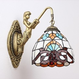 European Contracted Rural Creative Wrought Iron Wall Lamp Glass Lights