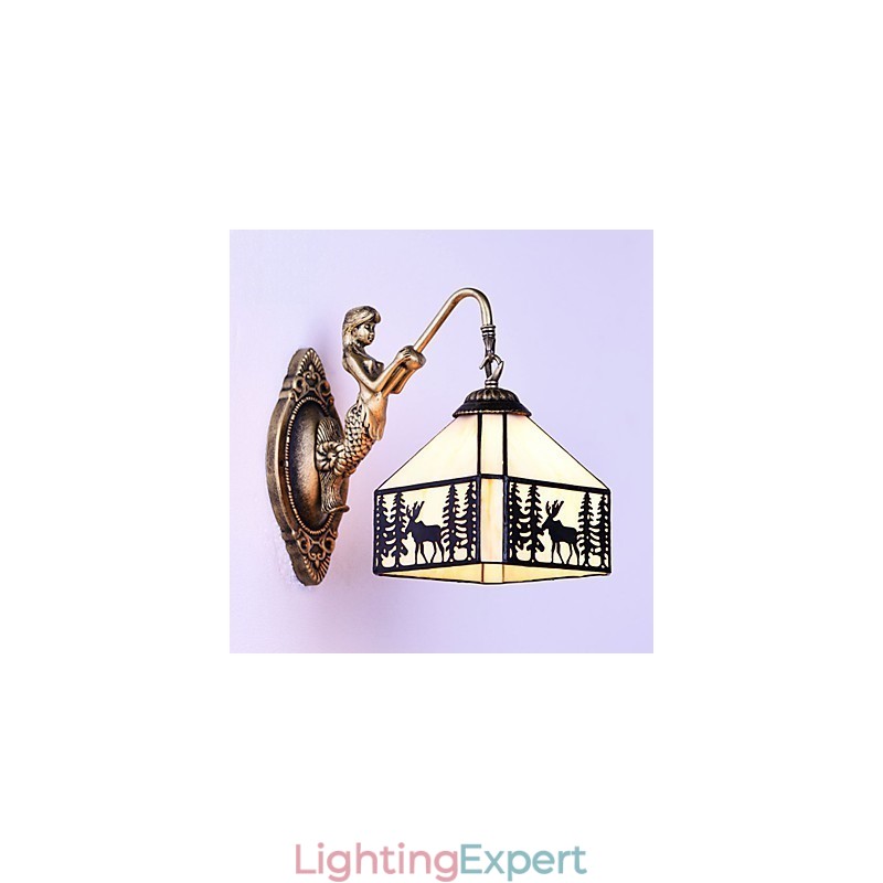 Christmas Deer European Contracted Rural Creative Wrought Iron Wall Lamp Glass Lights