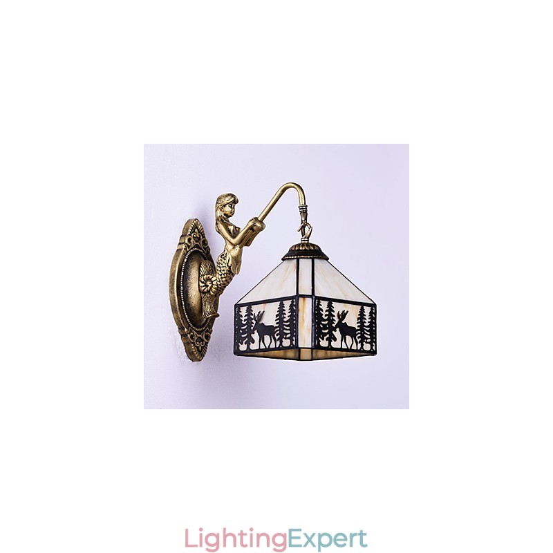 Christmas Deer European Contracted Rural Creative Wrought Iron Wall Lamp Glass Lights