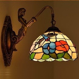 European Contracted Rural Creative Wrought Iron Wall Lamp Glass Lights