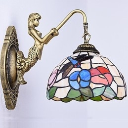 European Contracted Rural Creative Wrought Iron Wall Lamp Glass Lights