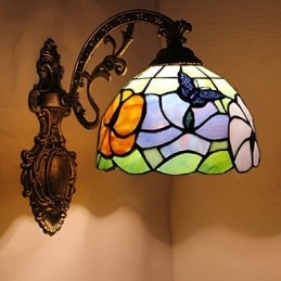 European Mediterranean Contracted Rural Creative Wrought Iron Wall Lamp Glass Lights