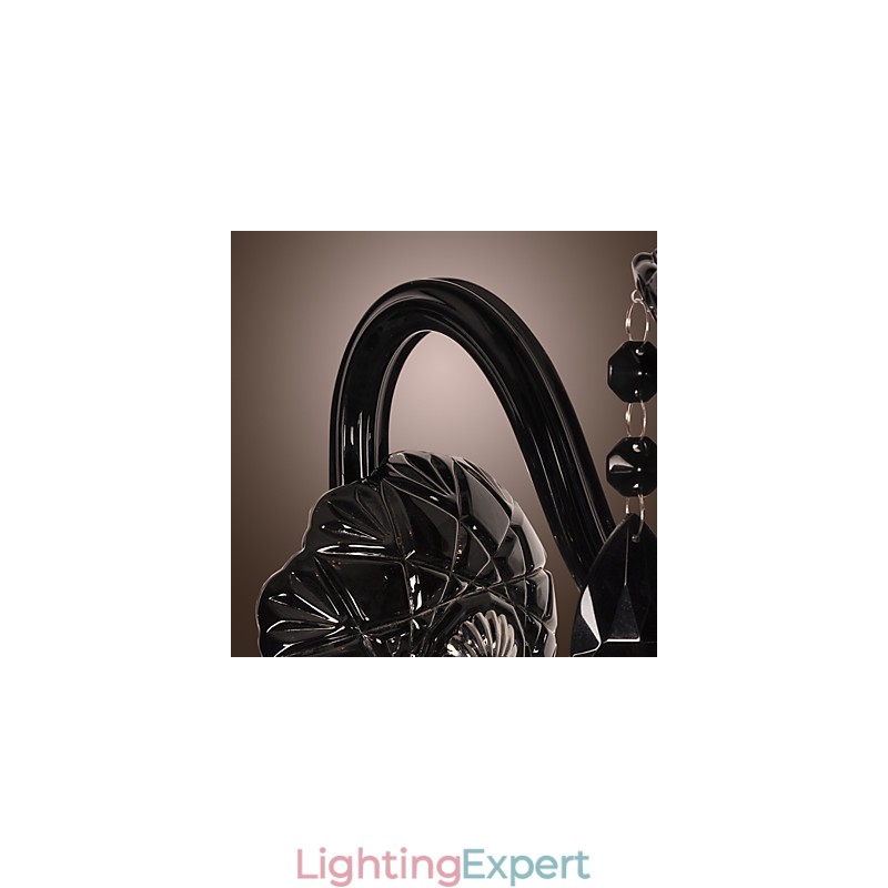 Black Crystal Wall Light with Candle Bulb