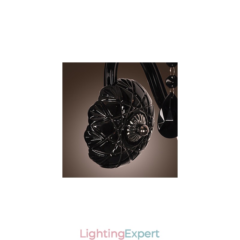 Black Crystal Wall Light with Candle Bulb