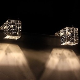 Modern Wall Light with Glass Bubble Cubic Shade Mirror Front Style