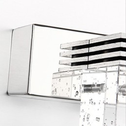 Modern Wall Light with Glass Bubble Cubic Shade Mirror Front Style