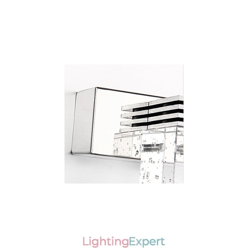 Modern Wall Light with Glass Bubble Cubic Shade Mirror Front Style