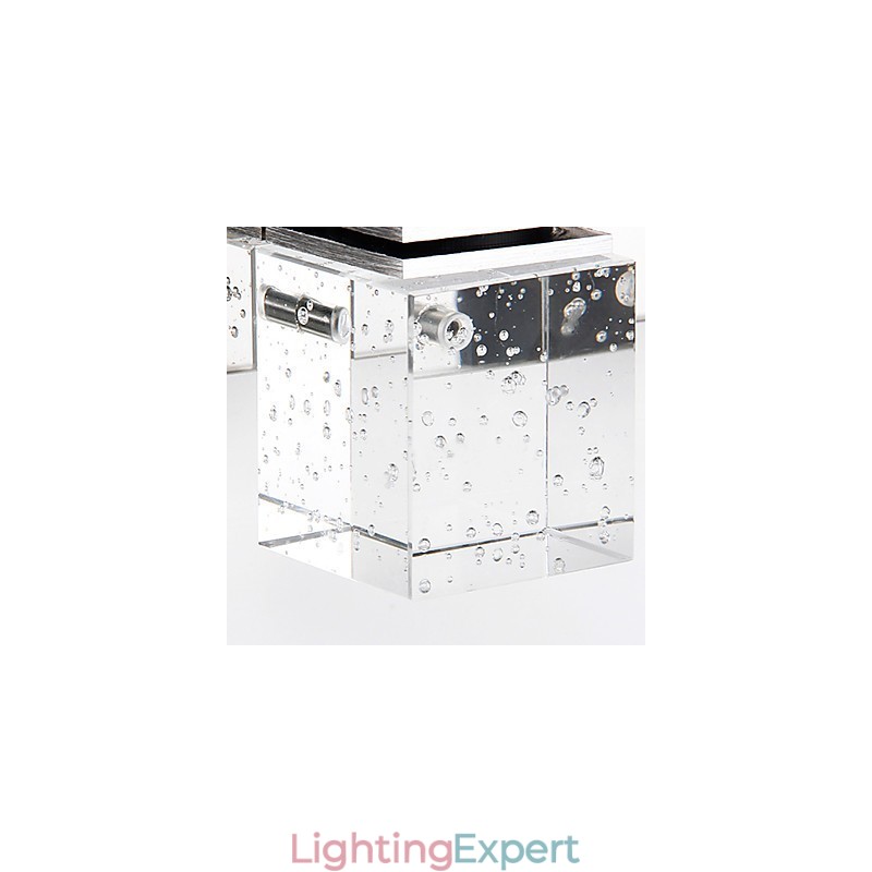 Modern Wall Light with Glass Bubble Cubic Shade Mirror Front Style