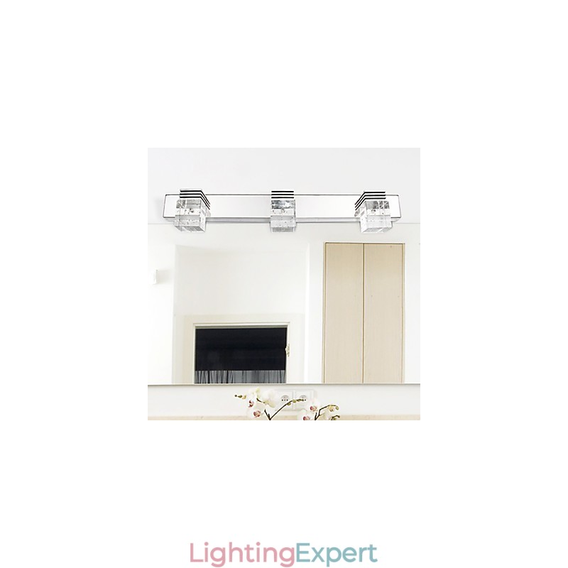 Modern Wall Light with Glass Bubble Cubic Shade Mirror Front Style