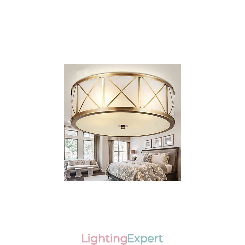 Traditional Classic Rustic Lodge Brass Metal Flush Mount