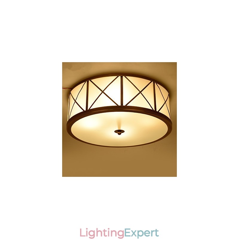 Traditional Classic Rustic Lodge Brass Metal Flush Mount