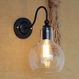 Modern Restaurant Adornment Wall Lamp Wrought Iron Glass