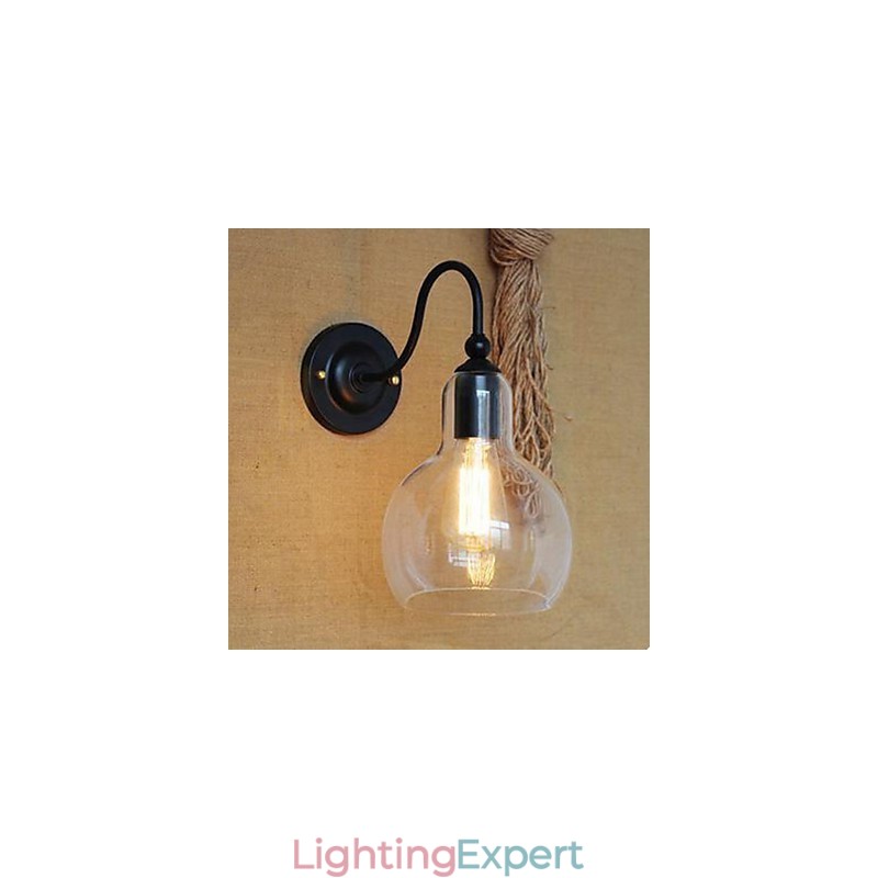 Modern Restaurant Adornment Wall Lamp Wrought Iron Glass