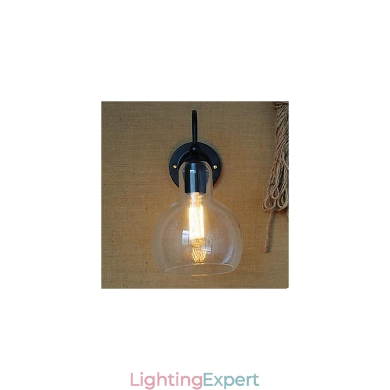 Modern Restaurant Adornment Wall Lamp Wrought Iron Glass