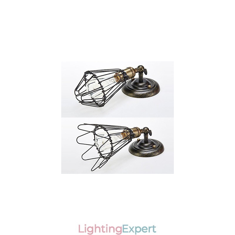 Vintage Style Industrial Opening and Closing Light Wall Sconce Cage Lamp Loft Restoring Ancient Ways Wall Lamp