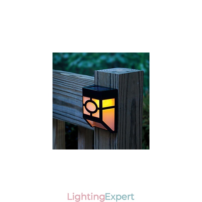 Warm Yellow Solar Powered Wall Mount 2 Lantern Light Deck Lamp
