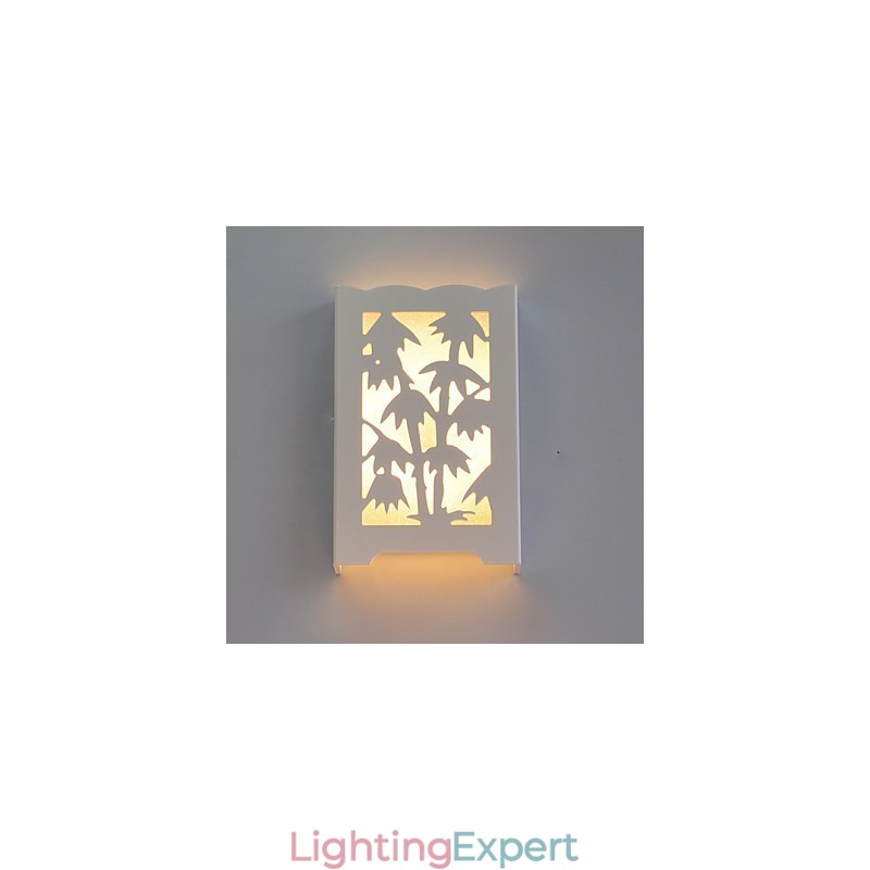 Modern Creative White Carve Patterns Or Designs On Woodwork Bamboo Wall Lamp Lights