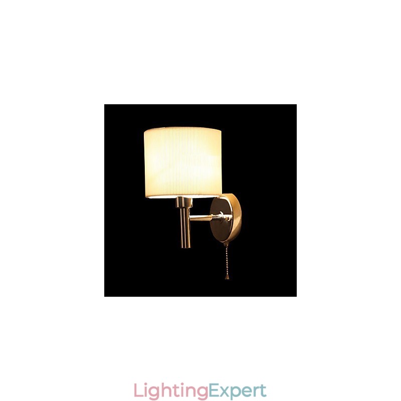 Stylish Metal and Fabric Wall Light with 1 Light in White Cylinder Feature