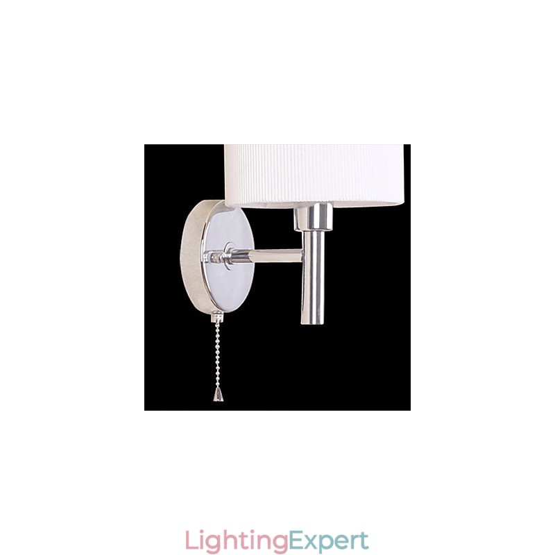 Stylish Metal and Fabric Wall Light with 1 Light in White Cylinder Feature