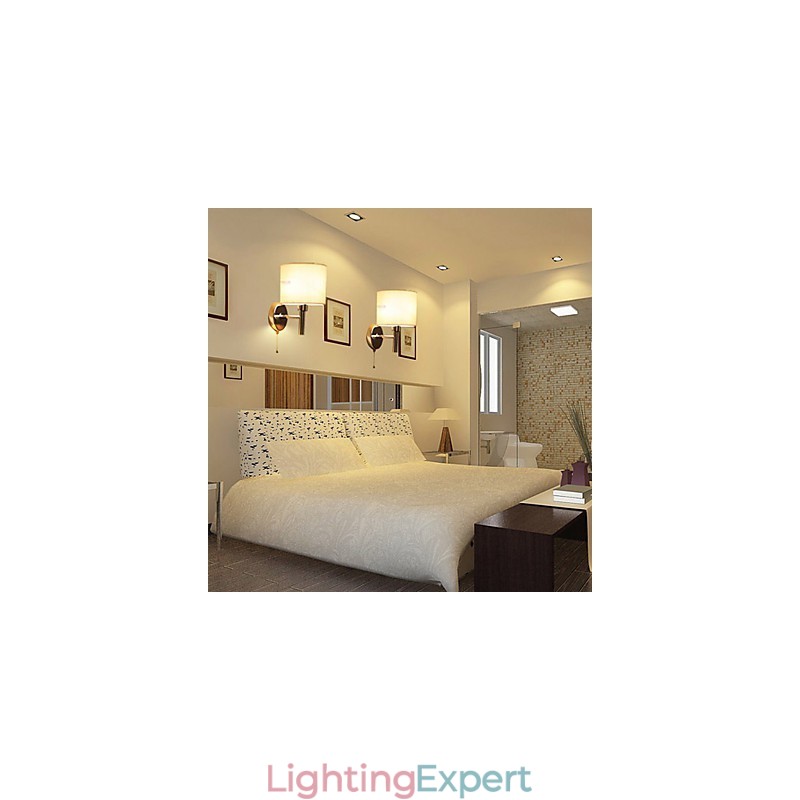 Stylish Metal and Fabric Wall Light with 1 Light in White Cylinder Feature