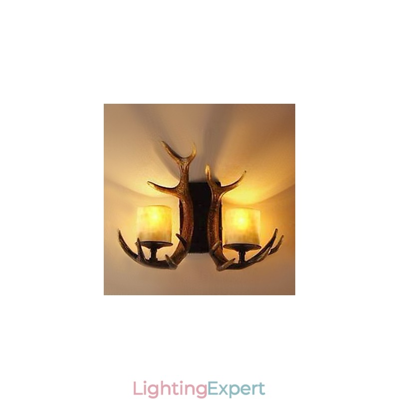 Wall Light with 2 Lights in Antlers Feature
