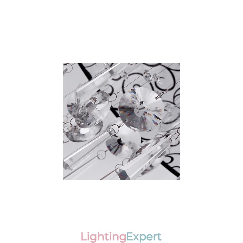 Modern Contemporary Drum Crystal Electroplated Metal Flush Mount