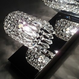 Modern Wall Light with Crystal Pendants and 2 Lights in Polished Chrome