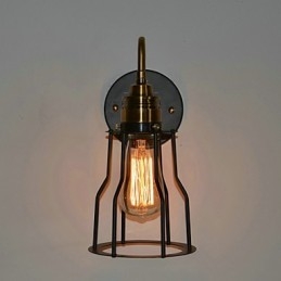 Minimalist Artistic Wall Light with Black Metal Skeleton Shade