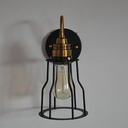 Minimalist Artistic Wall Light with Black Metal Skeleton Shade