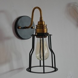Minimalist Artistic Wall Light with Black Metal Skeleton Shade