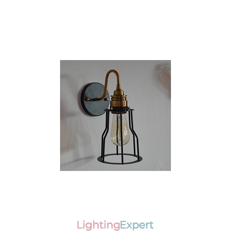 Minimalist Artistic Wall Light with Black Metal Skeleton Shade