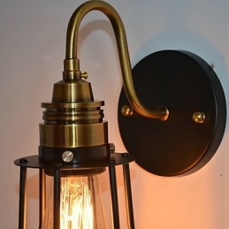 Minimalist Artistic Wall Light with Black Metal Skeleton Shade