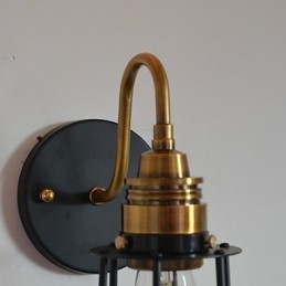 Minimalist Artistic Wall Light with Black Metal Skeleton Shade