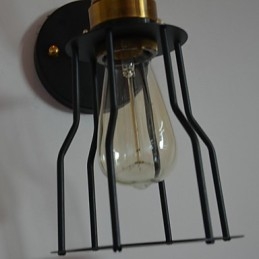 Minimalist Artistic Wall Light with Black Metal Skeleton Shade