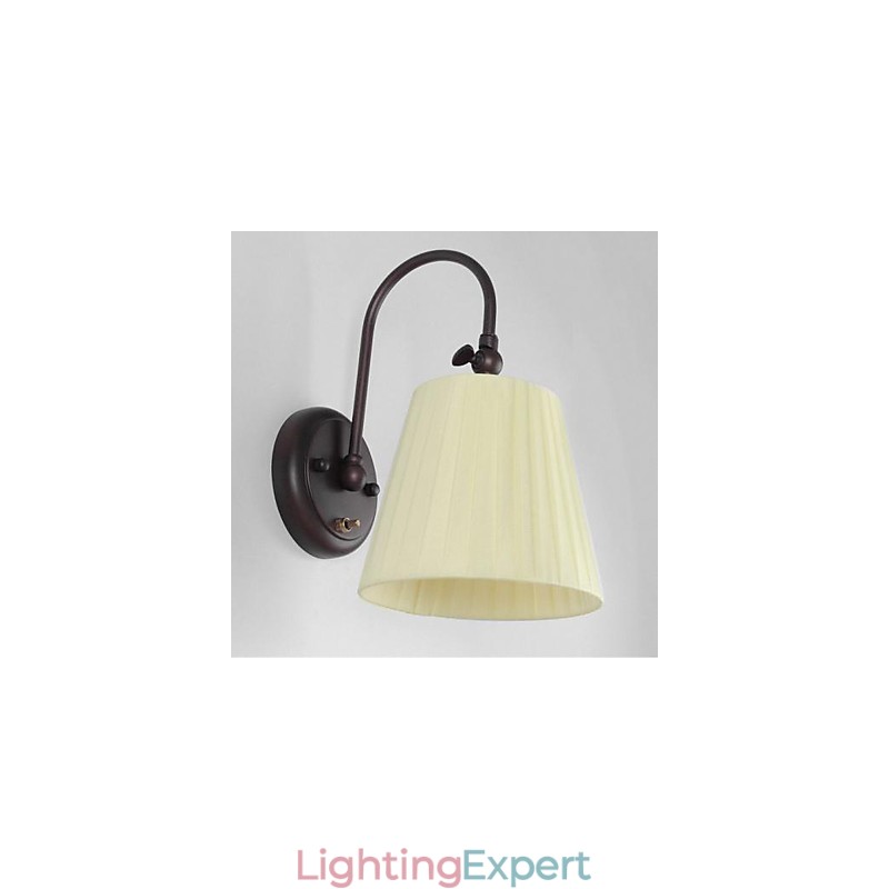 Iron Wall Lamp with Fabric Shade in 1 Light