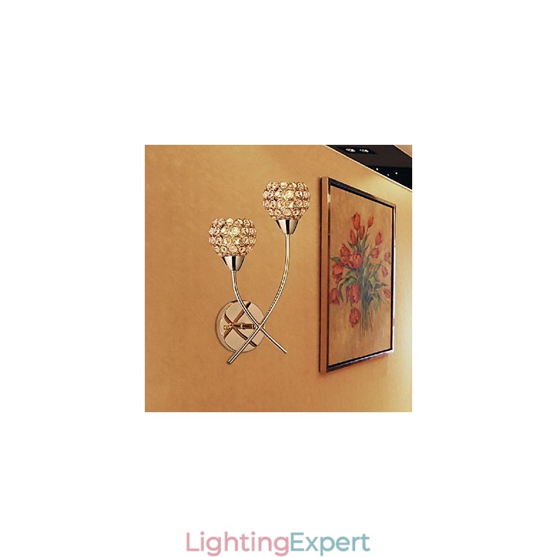 Crystal Golden Wall Light In 2 Light