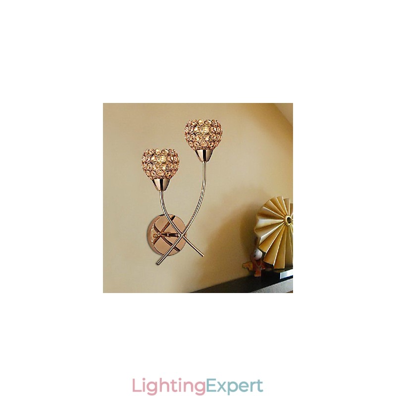 Crystal Golden Wall Light In 2 Light