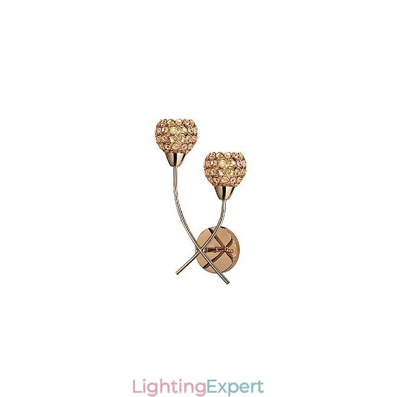 Crystal Golden Wall Light In 2 Light