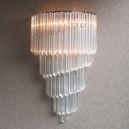 Chrome Finish Wall Light with Crystal Glass Strips and 3 Lights