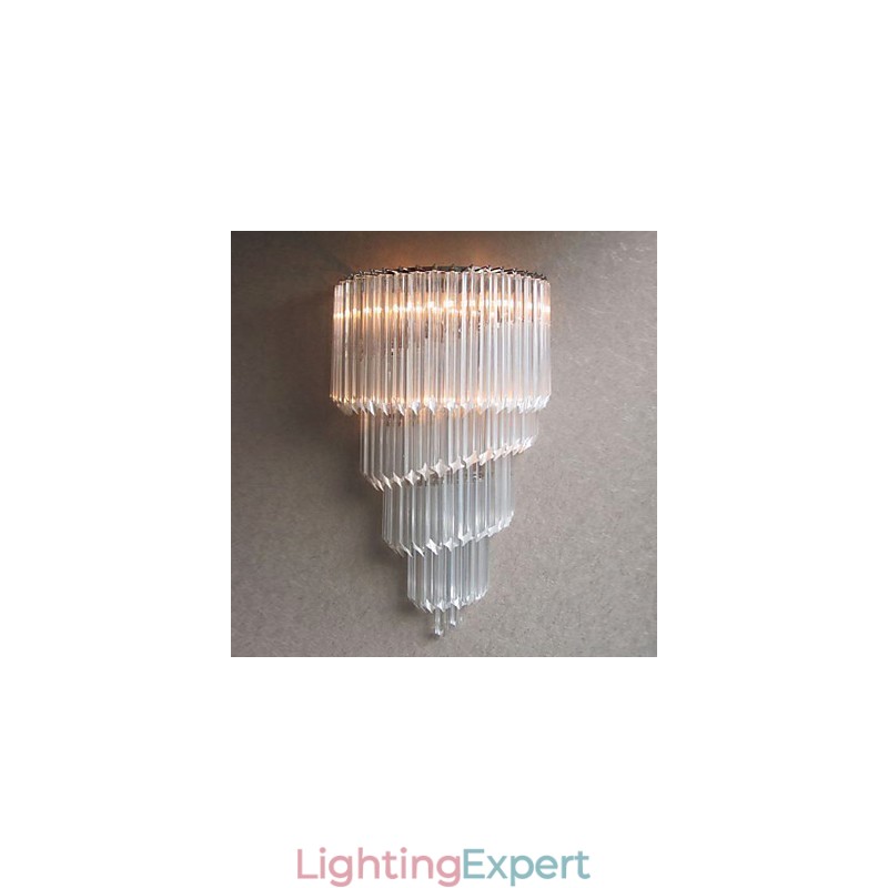 Chrome Finish Wall Light with Crystal Glass Strips and 3 Lights