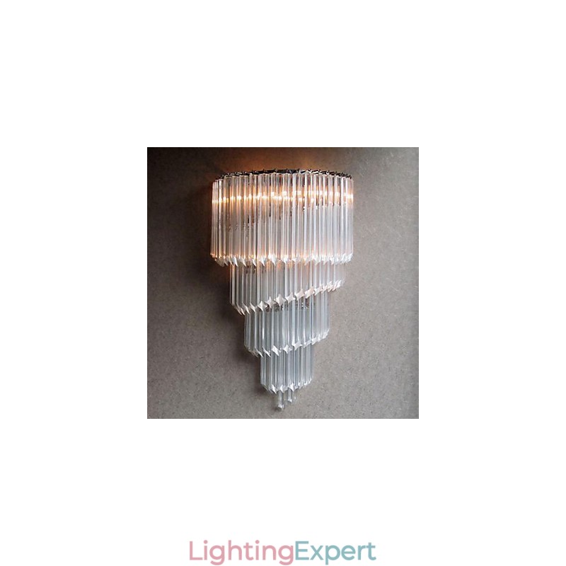Chrome Finish Wall Light with Crystal Glass Strips and 3 Lights