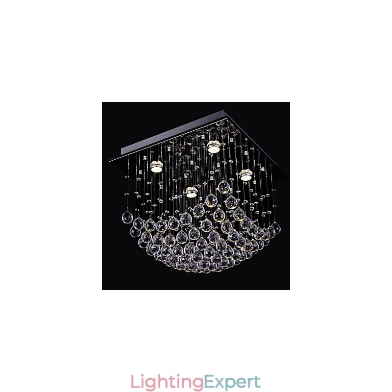 Elegent Chinese Crystal Chandelier 4 Lights with Flush Mount
